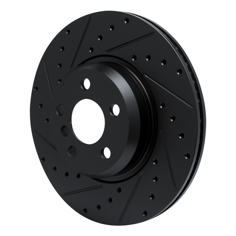 BMW 430i xDrive Gran Coupe Brake Rotor (1) - Front Left - R1 Concepts - Drilled & Slotted - Black - `18-`25